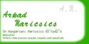 arpad maricsics business card